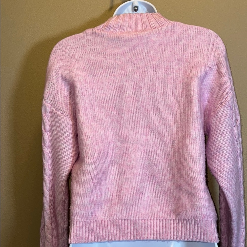 Jessica Simpson Women’s Pink Cable Knit Turtleneck Sweater SZ Small - Picture 4 of 7